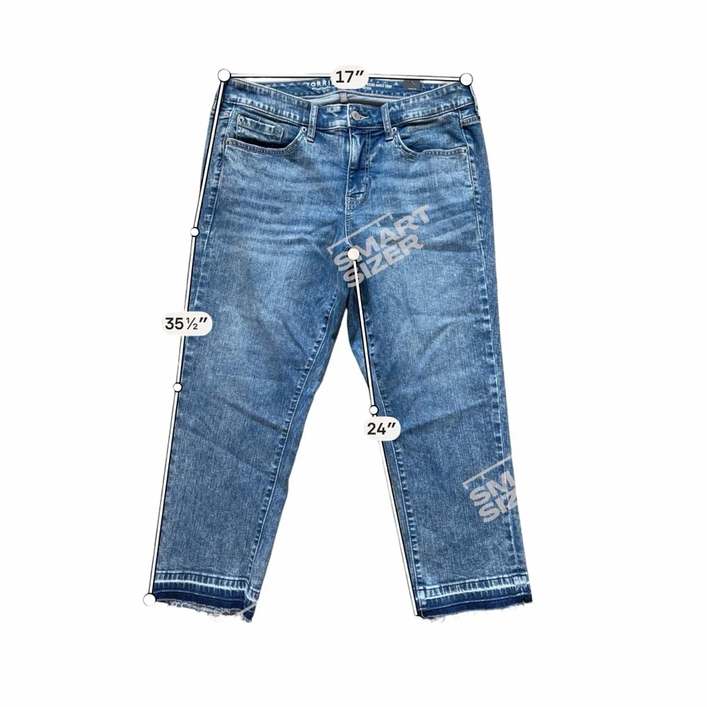 Torrid NWT Perfect Boyfriend Ankle Jeans Stretch Size 12 Medium Wash Raw Hem - Picture 3 of 6